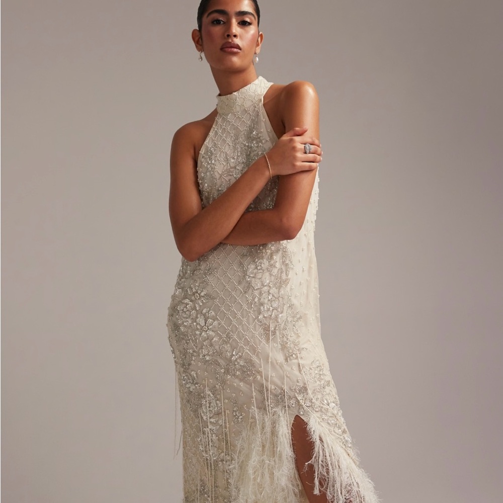 ASOS Beaded Feathered Dress - Picture 6 of 8